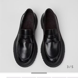 SOLD Camper Black Leather Slip-On Loafers